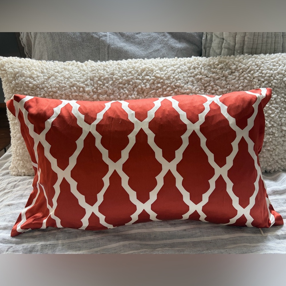 Rust and White Moroccan Trellis Decorative Pillow